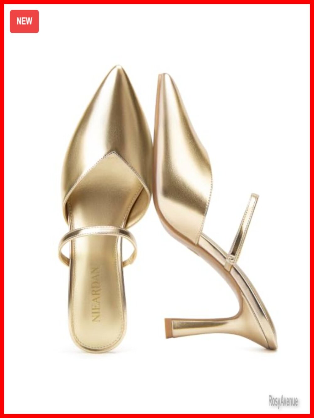 Pointed Toe Stiletto Heeled Mules Slip-On Pumps Faux Leather